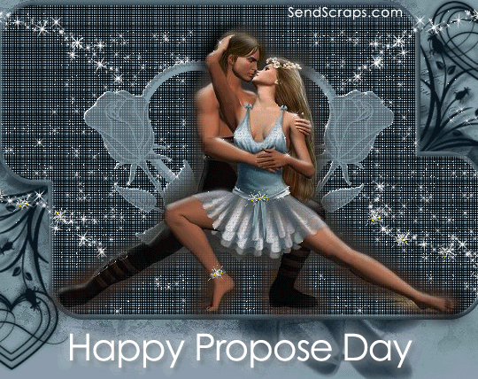 Happy Propose Day Dancing Couple Glitter Image